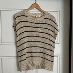 Elegant Beige and Brown Striped Women's Sweater